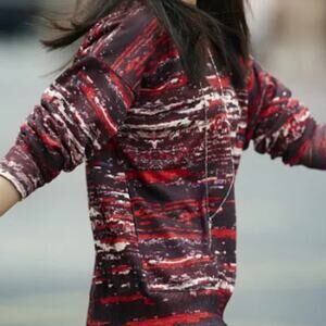 Isabel Marant x H&M Tie Dye Long Sleeve Crew Neck Sweatshirt Red Womens Size 2